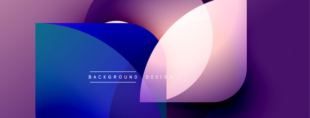 Fototapete - Abstract fluid shapes, vibrant colors, modern design. Overlapping layers create dynamic visual effect. Purple, blue hues dominate composition.