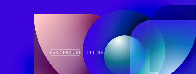 Fototapete - Abstract colorful background. Gradient shapes overlap creating modern design. Text reads background design. Vivid hues dominate composition.