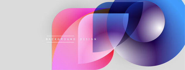 Fototapete - Abstract colorful shapes overlap, creating dynamic visual effect. Gradient hues blend smoothly, modern design element.