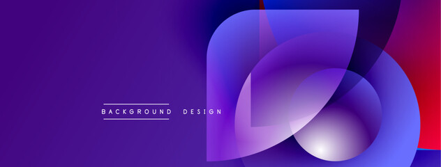 Fototapete - Abstract purple design features overlapping layers, gradients. Modern aesthetic, vibrant colors, dynamic composition. Background elements suggest movement, depth.