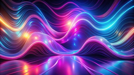 Wall Mural - abstract neon wave background vibrant, colorful, and dynamic swirls of light reflecting on a smooth 