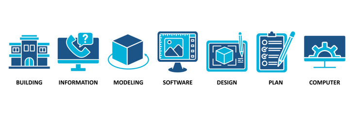 bim banner web icon vector illustration concept for building information modeling with icon of build