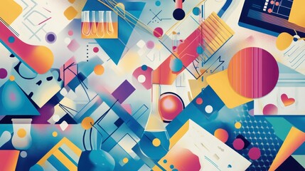 vibrant abstract design featuring scientific elements