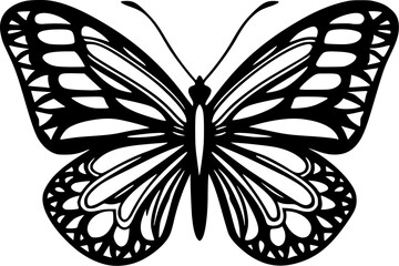 minimalist black and white butterfly outline vector illustration. perfect for tattoo designs, logo e