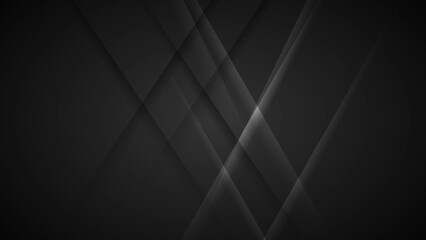 Fototapete - Dark grey glossy lines and stripes abstract futuristic background