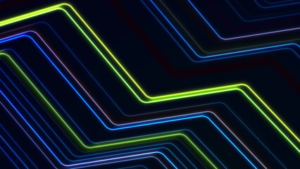 Fototapete - Colorful neon curved lines abstract futuristic geometric background