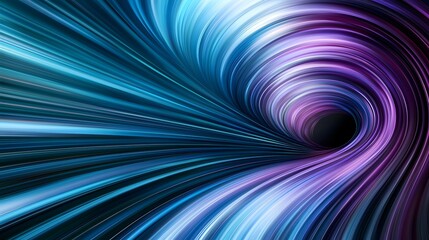 Wall Mural - the image shows an abstract swirling vortex of vibrant blue, purple, and teal lines converging into 