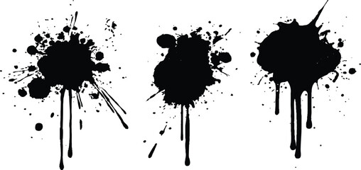 Aufkleber - Vector simple black brush set stroke on a clean white background. Abstract black in splash, paint, brush strokes, stain grunge isolated on white background