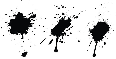 Aufkleber - Vector simple black brush set stroke on a clean white background. Abstract black in splash, paint, brush strokes, stain grunge isolated on white background