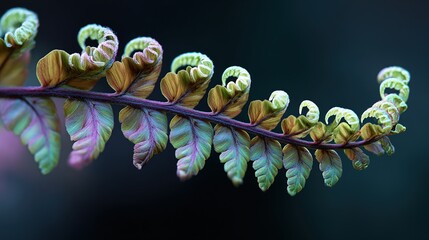 botanic ballet: wavy fern botanical leaves dance in macro. high quality