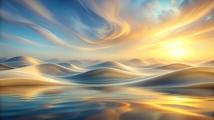 Wall Mural - Serene Sunset Over Gentle Undulating Dunes Reflecting in Calm Waters