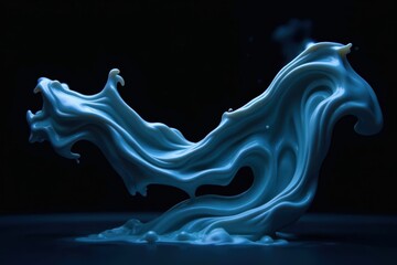 Poster - A blue wave made of white paint