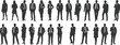 © Mehebub Creatives - Silhouettes of business people and workers in various standing and walking poses wearing suits and formal outfits in a vector set design