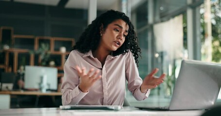 Aufkleber - Phone call, business and woman in office, laptop and conversation with schedule for taxes audit. Stress, economy expert and financial advisor with pc, deadline and cellphone with contact and mistake