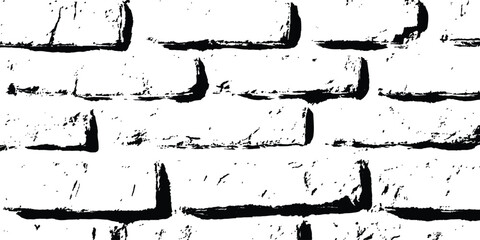 Poster - Grunge style brick wall texture. Vector black and white grunge brick wall Transparent background. 
