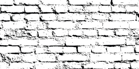Poster - Grunge style brick wall texture. Vector black and white grunge brick wall Transparent background. 