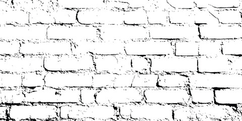 Poster - Vector grunge style brick wall texture. Abstract background of brick seamless texture of a white brick wall. Vector black and white grunge brick wall transparent background