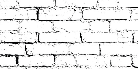 Poster - Vector grunge style brick wall texture. Abstract background of brick seamless texture of a white brick wall. Vector black and white grunge brick wall transparent background