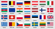 © Munnacreativehub - Collection of world national flags with country names. World country flags set. Set of international country flags. including USA, UK, India, Germany, France, and others. Vector illustration.