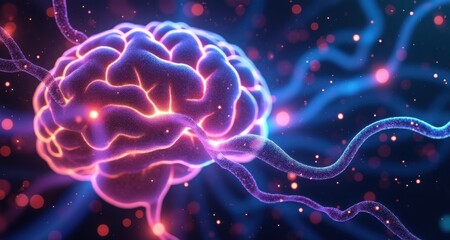 Poster - Glowing Tendrils Symbolizing Brain Activity in Vibrant Colors