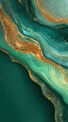Wall Mural - elegant emerald green and gold marble texture background with glitter accents abstract design with f