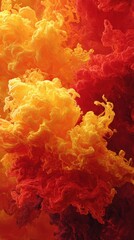 Wall Mural - abstract fiery explosion of yellow and red smoke or ink in water concept of energy, power, and dynam