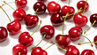 © angutyo - heap of fresh red ripe sweet black cherry isolated on white close up low angle view concept montón de cereza fresca rojo maduro dulce negro aislado en blanco de cerca vista de ángulo vişne kiraz