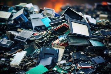 Canvas Print - e-waste heap backgrounds electronics garbage.