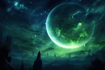 Wall Mural - night galactic sky planet astronomy universe.