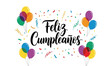 © shonaching - Feliz Cumpleaños Birthday Greeting with Balloons and Confetti | Festive Celebration Graphic for Spanish Language Cards, Posters and Social Media