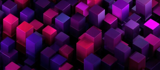 Poster - Abstract Arrangement of Pink and Purple Cubes, Representing Modern Technology and Data Visualization in Business Solutions : Generative AI