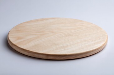 Poster - Round Wooden Cutting Board on White Background, Ideal for Food Presentation and Product Mockups : Generative AI