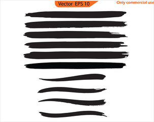Wall Mural - Set of black and white paint strokes. Black line, grunge brush strokes, ink paint set, original design