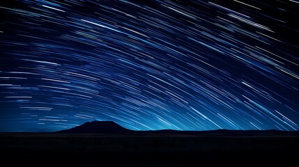 Wall Mural - Celestial motion above distant mountains