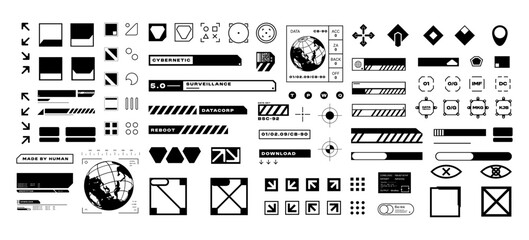 Wall Mural - futuristic streetwear cyberpunk interface element technology graphic vector design template