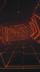 Wall Mural - Abstract glowing lines passing through circuit maze