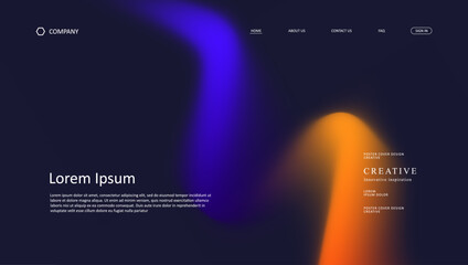 Wall Mural - abstract wave futuristic design of landing page. retro gradient mesh website design