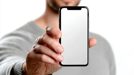 Aufkleber - Person Holding Blank Smartphone Screen for App Promotion and Mobile Technology, Representing Connectivity and Digital Communication : Generative AI