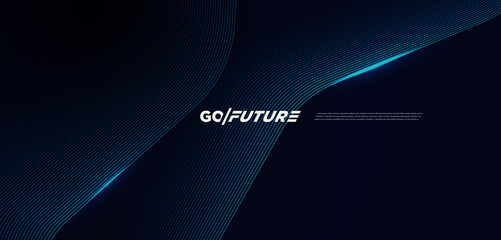 minimal futuristic background with elegant curved signal lines and soft blue glow on a dark navy sur
