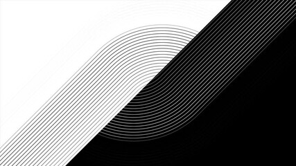 Fototapete - Black and white linear pattern abstract geometric minimal background. Seamless looping motion design. Video animation Ultra HD 4K 3840x2160