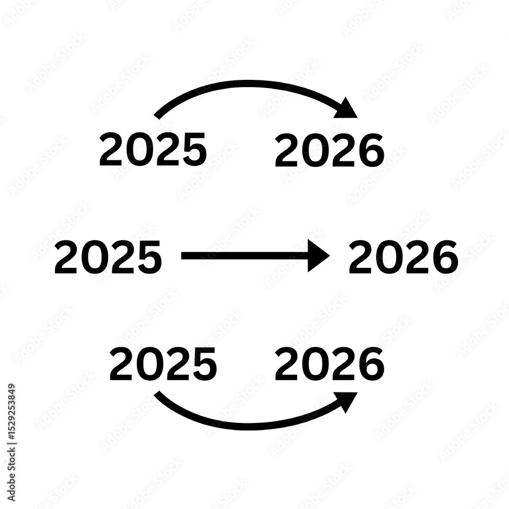 Strategic Progress: Moving from 2025 to 2026 with Growth Stock Vector ...