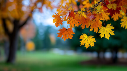 dreamy autumn bokeh background with golden maple trees and gentle sunlight, autumn bokeh, fall leave