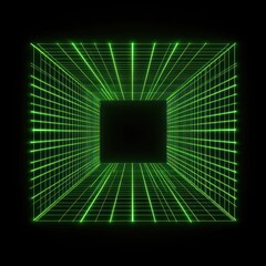 Wall Mural - neon layered grid frame digital light green.