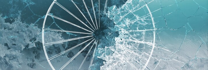 Aufkleber - Fractured Digital Background With a Frozen Loading Wheel in a Minimalistic Top Layout