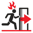 © Azadur - Adobe Illustrator Artwork Emergency fire exit sign. running man icon to door. Exit emergency arrow sign vector image. Fire evacuation sign. warning sign plate logo stock images illustration.