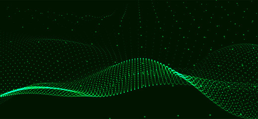 Wall Mural - abstract background with dynamic color wave. futuristic dotted wave of bright particles. colorful ba
