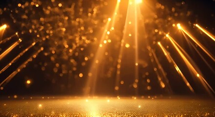 Wall Mural - shining golden floor particles stars dust light spot flashing luxury awards party stage background a
