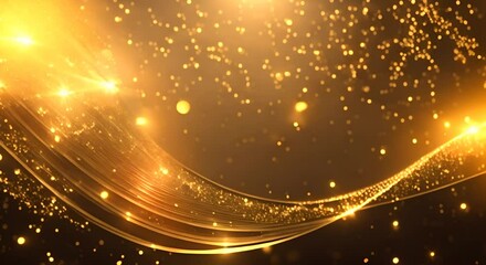 Wall Mural - golden night falling curtain royal glitter light awards graphics background lines wave sparkle elega