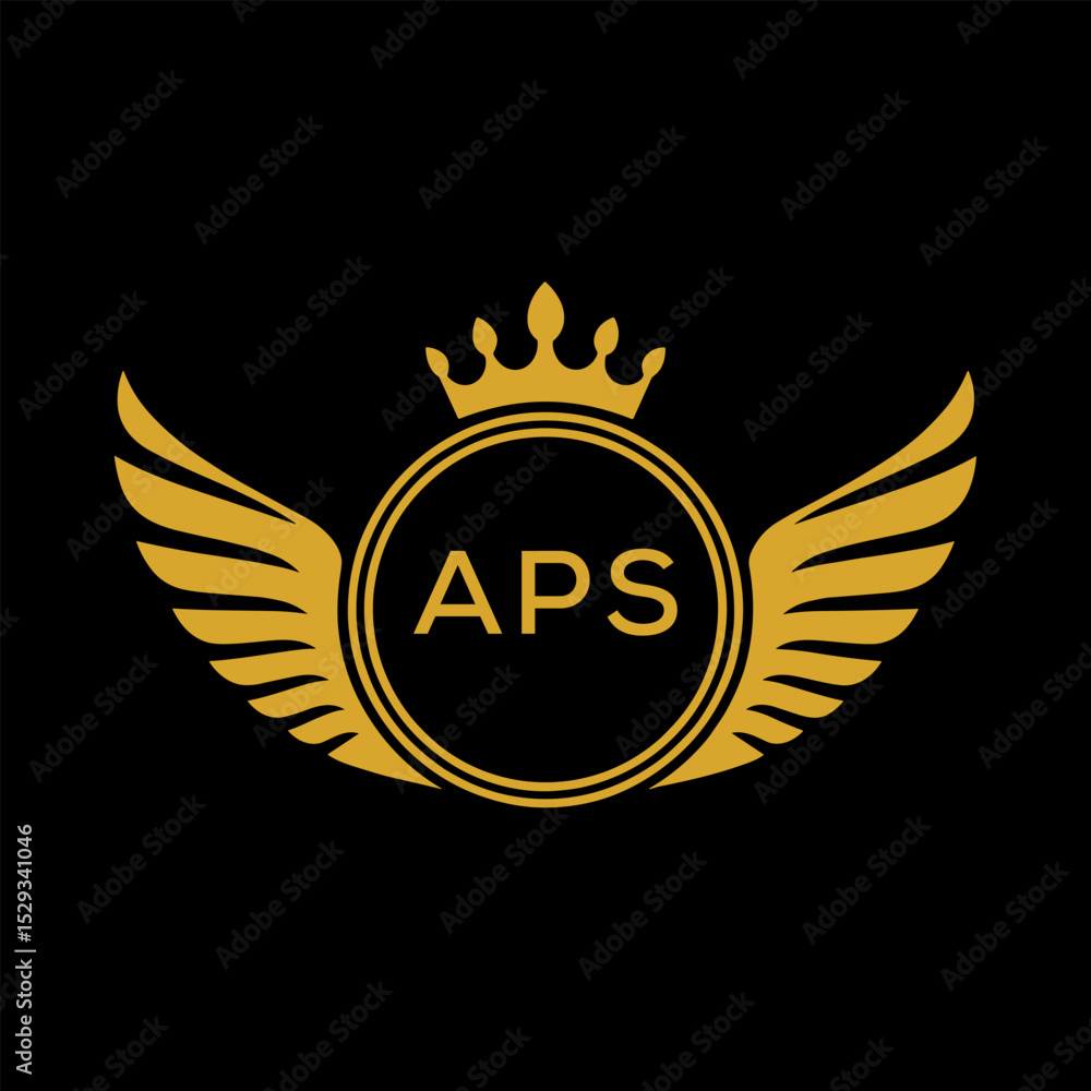 Aps Rwp Logo APS Royal Golden Wing Logo with Crown and Initials - Premium Brand ...