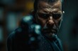 © Pinklife - A powerful figure aiming a gun in a rain-soaked environment, portraying themes of aggression, intensity, and dramatic storytelling conveyed through striking visuals.